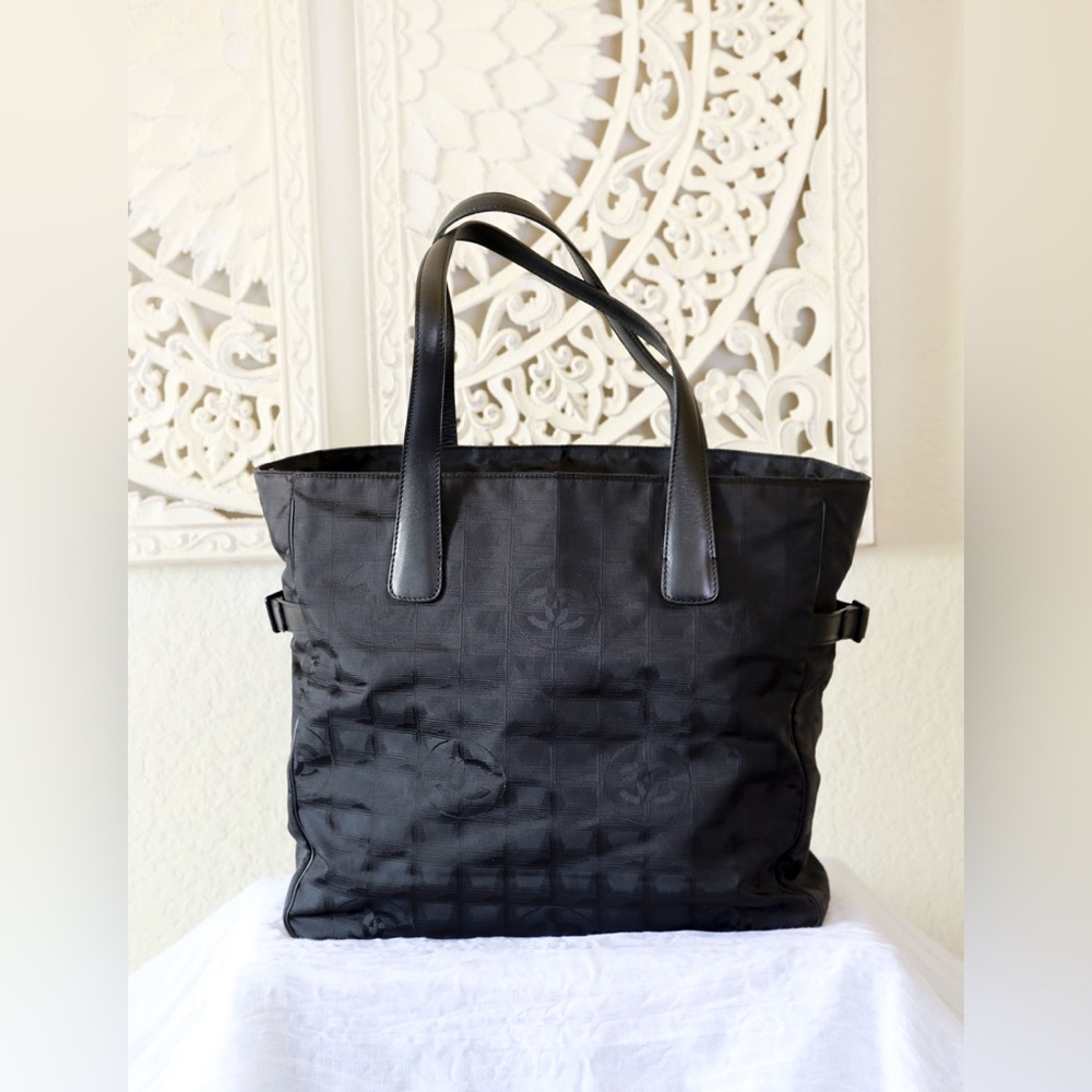 Authentic Chanel Nylon large Travel Black Tote Bag